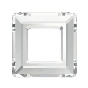 May include: A clear crystal square frame with a square hole in the center.