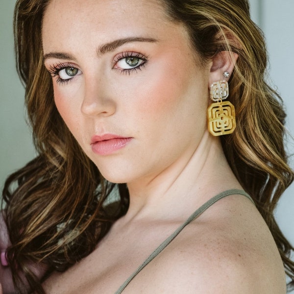 Oriental Goddess Earrings: Lasercut Acrylic Asian Inspired Design