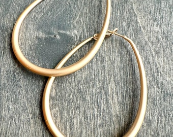 Teardrop Hoop Earrings (gold or silver, two sizes): Lightweight Tarnish Resistant, Simple Gold Hoop Earrings, Everyday Silver Hoop Earrings