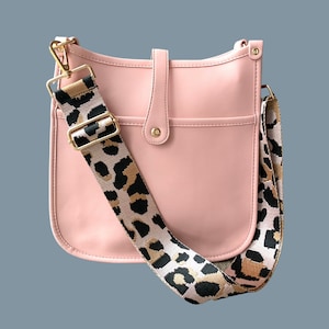 Pink Vegan Leather Shoulder Bag: Leopard Strap Crossbody