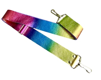 Colorful Metallic Leather Bag Strap * ombre leather bag strap, metallic bag strap, multicolor bag strap, genuine leather shoulder strap