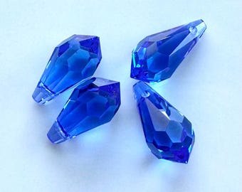 Swarovski Crystal Faceted Teardrop Pendant (11x5.5mm, 4pcs): Article 6000 (clear AB, tanzanite, Siam, jet black, sapphire, topaz, amethyst)