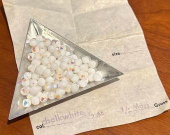 Vintage Swarovski Crystals - Article 5309 6mm (Chalk White AB) - chalk white aurora borealis 6mm Swarovski, vintage article 5309, rare beads