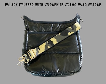 Quilted Puffer Messenger Bag: Lightweight Crossbody with Exterior Pocket
