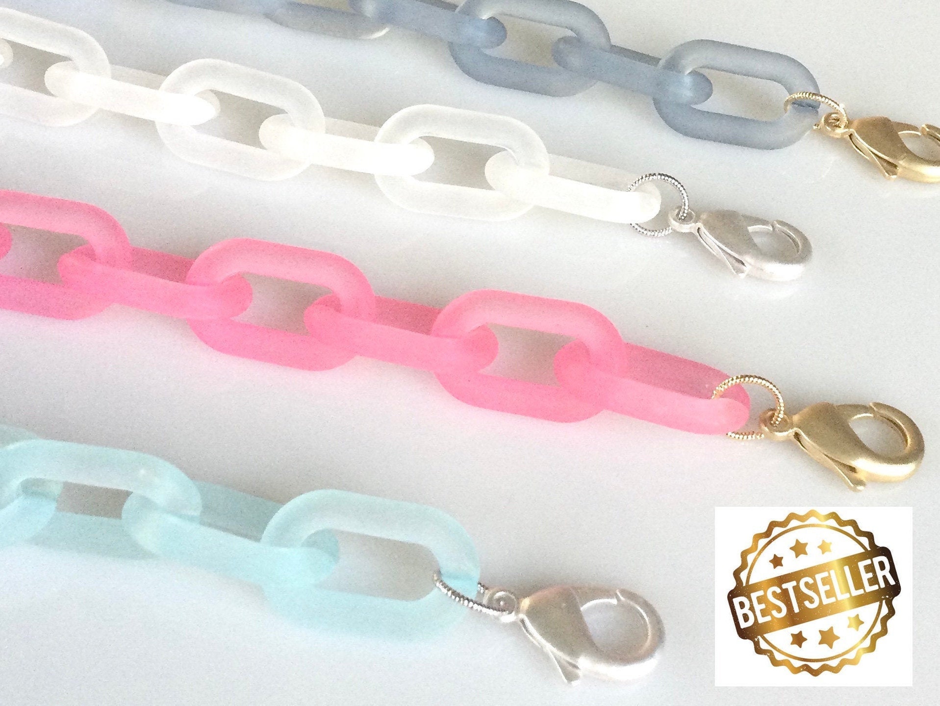 Chunky Acrylic Mask Chain: Frosted Sunglasses Chain