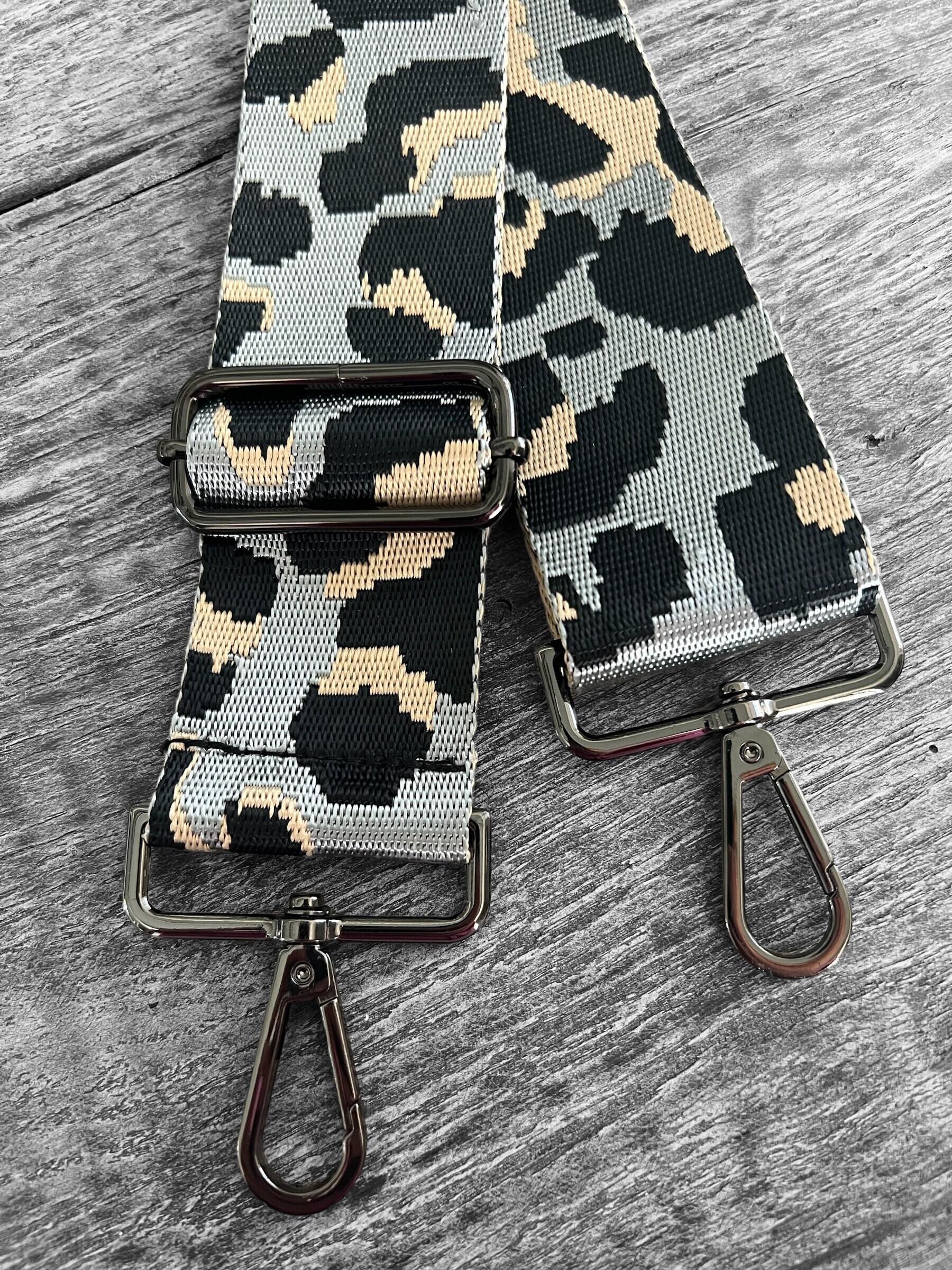 Tracolla Regolabile Per Borsa Con Motivo Leopardato | Larga 3,8 Cm, Lunghezza 75-135 Cm, 8 Colori Disponibili, In Poliestere, Con Moschettone, Adatta A Borse E Accessori