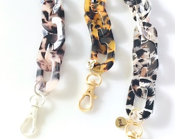 Corrente de acetato para óculos de tartaruga (escolha sua cor): corrente chique para óculos de sol, corrente para óculos, corrente para leitores, colar para óculos