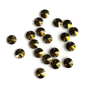 Cristalli Swarovski vintage da cucire: bottoni Rivoli in tanzanite da 12 mm (set da 5)