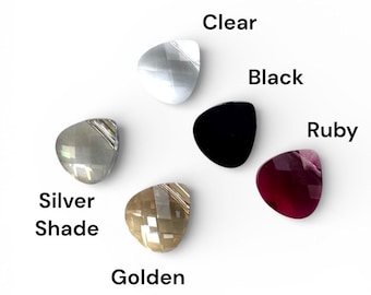 Swarovski Briolette Top Drilled Pendant (article 6012); 11x10 Faceted Briolette Crystal Pendant (silver shade, jet, ruby, golden shadow)