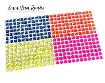 Neon Rivoli Crystals: 8mm 12mm K9 Glass Beads for Jewelry Making, colorful 8mm rivoli crystals, hot pink rivolis, point back rivoli