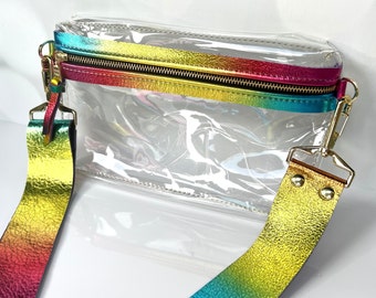 Clear Stadium Bag (metallics) * ombre leather stadium bag, silver stadium bag, gold stadium bag, luxe stadium bag, clear bag, clear purse