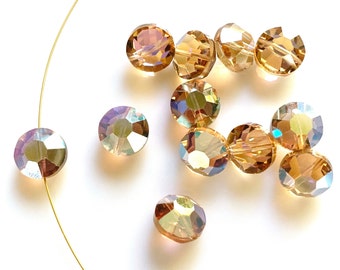 Vintage Swarovski Crystal Pill Beads: 12mm Colorado Topaz AB (Article 5101)