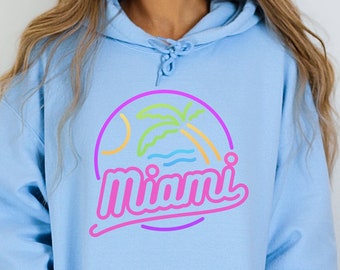 Miami Hoodie | Grafik Hoodie | Geschenk für Sie | Geschenk für Ihn | Strand | Florida | Minimalistische Grafik | Unisex