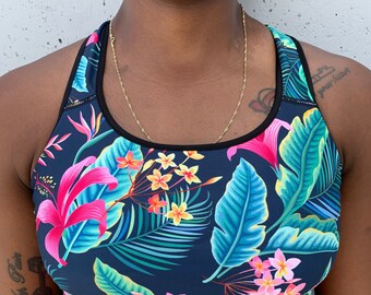 Tropical Floral Sports Bra | Women's Top | Yoga | Activewear | Gym