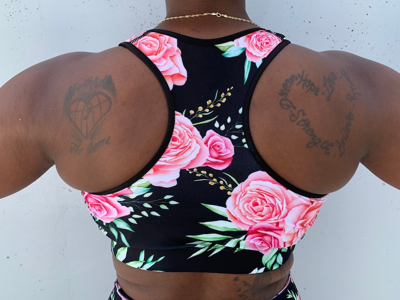 Women/'s Top Activewear Yoga Gym Rose Sports Bra
