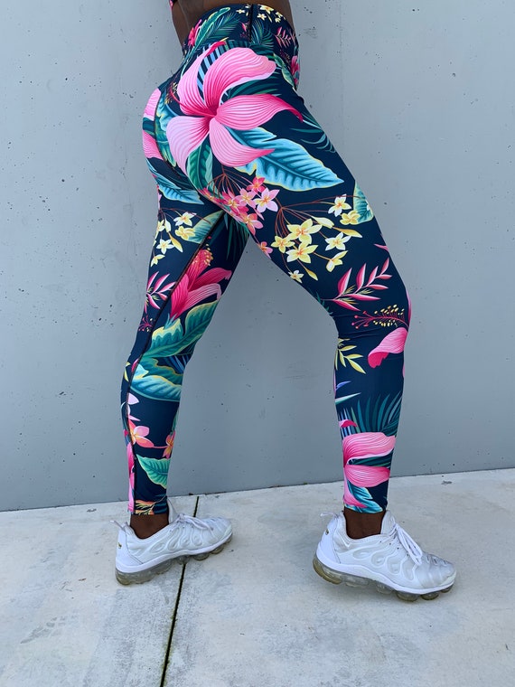 Tropical Floral Leggings Yoga Pants Women Tights Colorful Bottoms