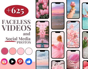 625+ Faceless Pink Girly Aesthetic Videos Posts Stories Bundle for Instagram Reels | PLR | MRR