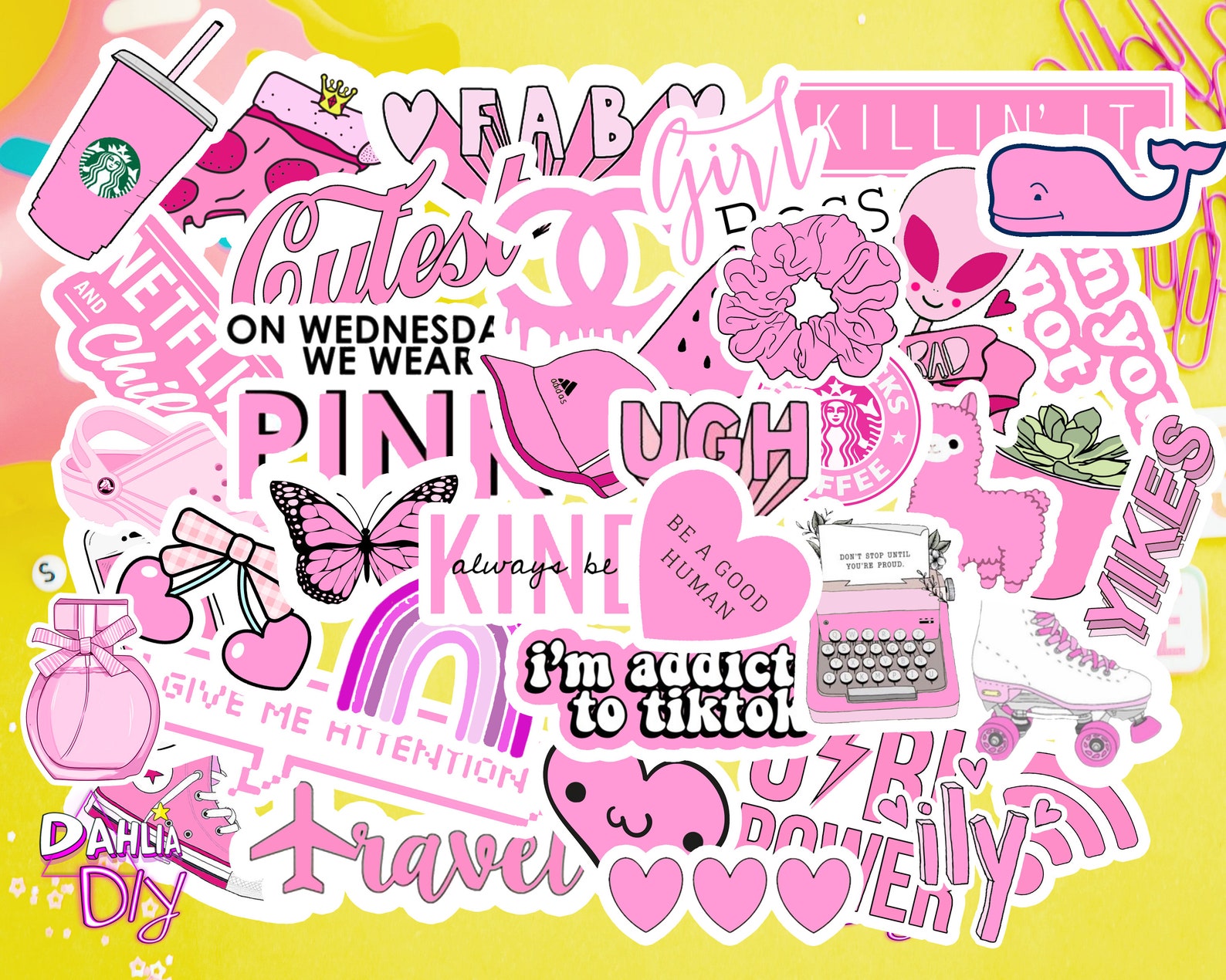 Pastel Pink Aesthetic 50 pcs Sticker Pack CUTE Vsco Girl | Etsy