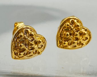 18k Gold Plated Heart Earrings - Heart Stud Earrings