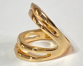 Size 6.5 Gold Tone Split Statement Ring