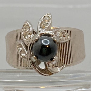 18K White Gold HGE Hematite Ring - Size 6 Cocktail Ring