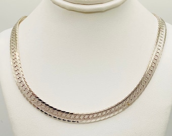 1960s MONET Textured Herringbone Choker - 16 inch