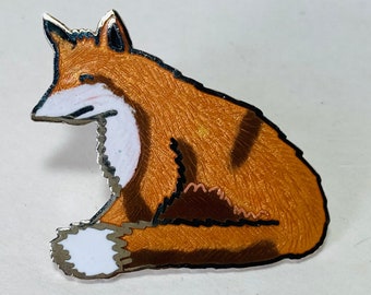 Enamel Fox pin - Red Fox tack pin - Orange Fox lapel pin