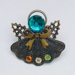 Antique Silver Tone Angel Pin