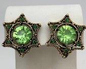 WEISS Kelly Green Rhinestone Earrings