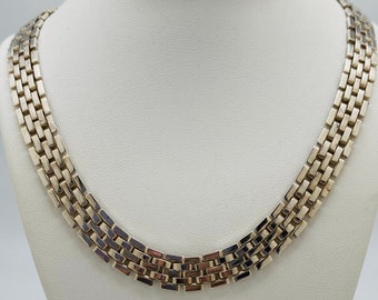 Brick Chain - Silver tone Chunky Necklace