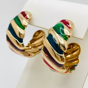 Multicolor Enamel Hoop Earrings