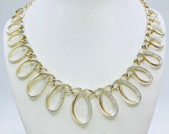 EMMONS graduated loops Chain -  two tone emmons necklace - golden loops chain