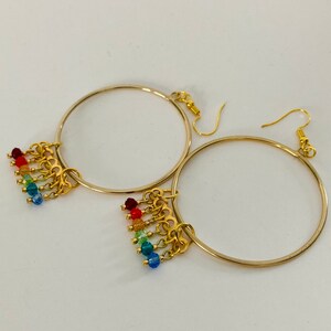 PALOMA & BIANCA Pride Hoops - Pride Earrings - Crystal Rainbow Hoops - Rainbow Earrings