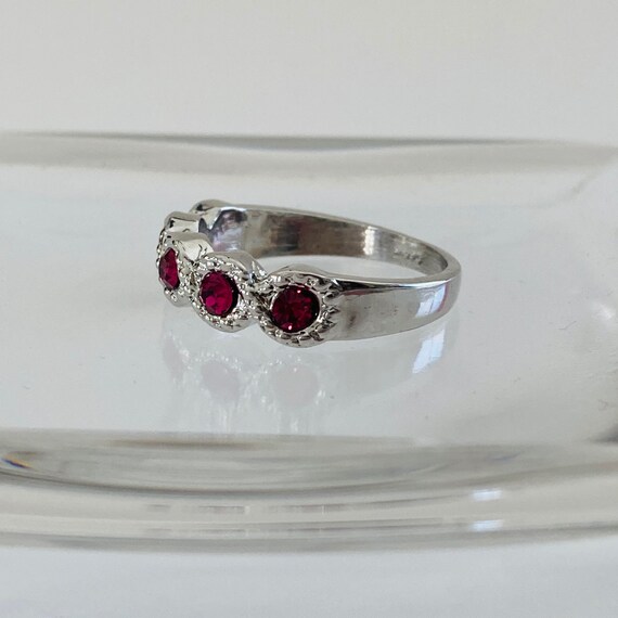 Size 8.5 Simulated Ruby Ring - Half Eternity Ring - image 2