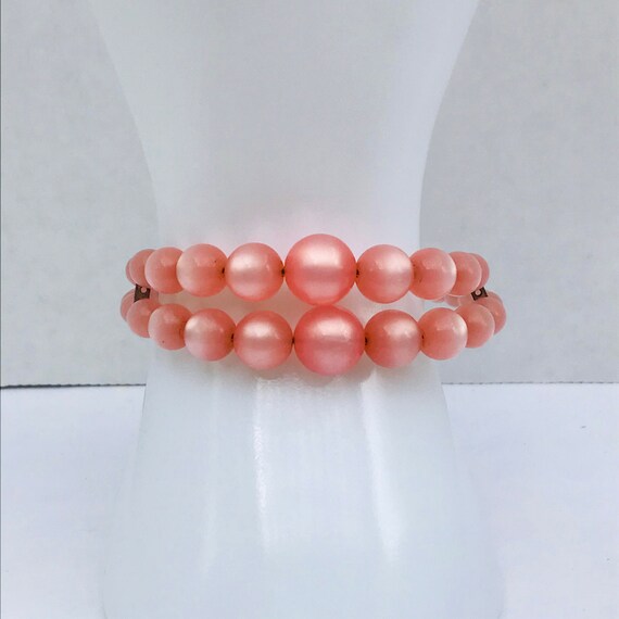 Vintage Pink Pearl Glass Bead Necklace Knotted Spacers Classic Jewelry Gift VivianJoel.com