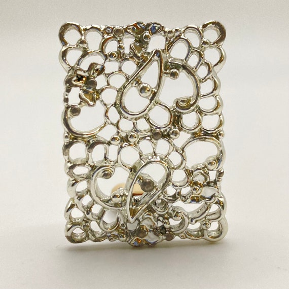 1960 EMMONS Frosted Lace Earrings - Silver Tone F… - image 3