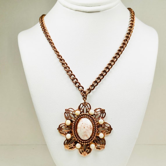 Copper Flower Necklace - 16 inch chain - southwes… - image 2