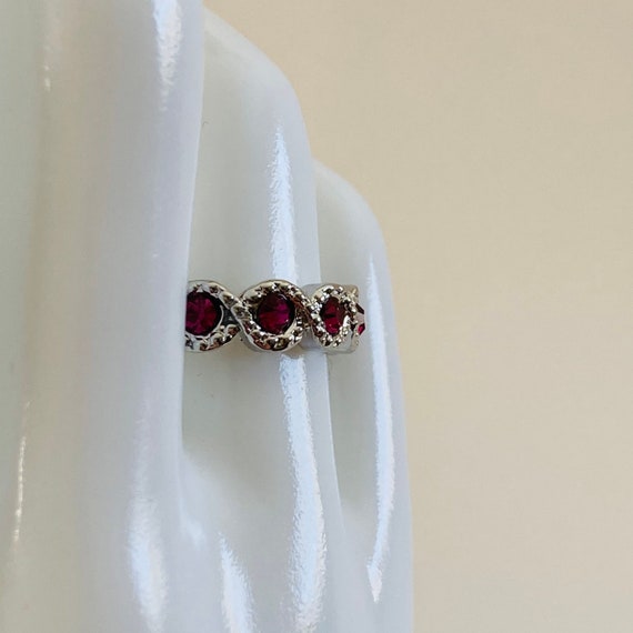 Size 8.5 Simulated Ruby Ring - Half Eternity Ring - image 6