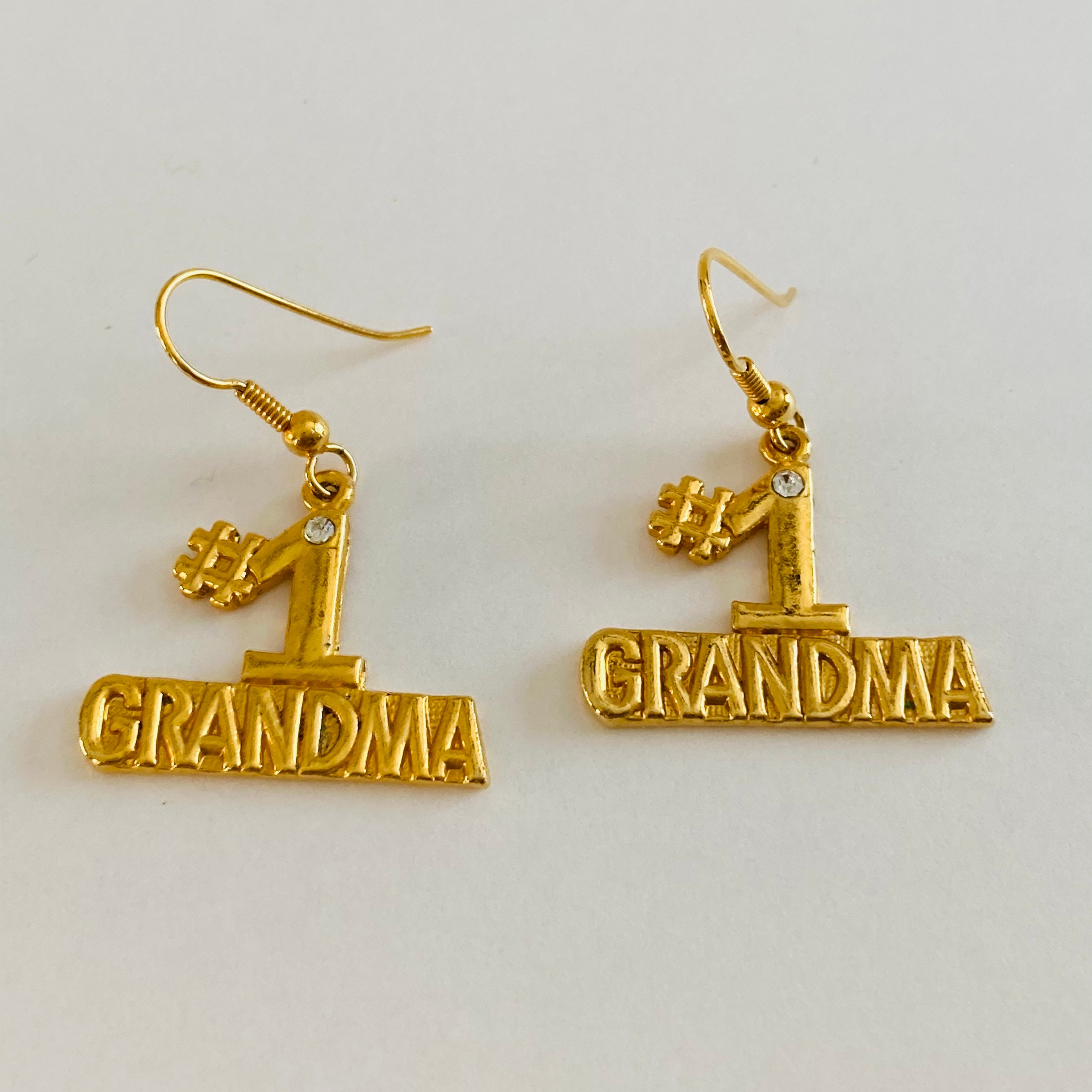 NUMBER 1 GRANDMA Earrings 1 Grandma Earrings Golden Grandma