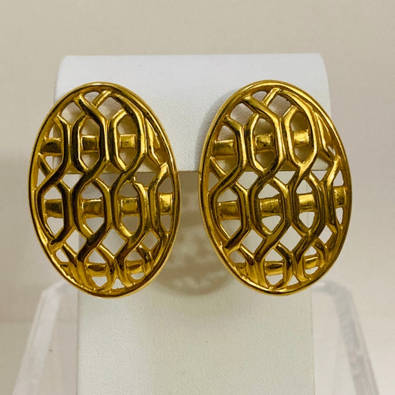 NAPIER Honeycomb Earrings - Gold Tone Napier - image 2