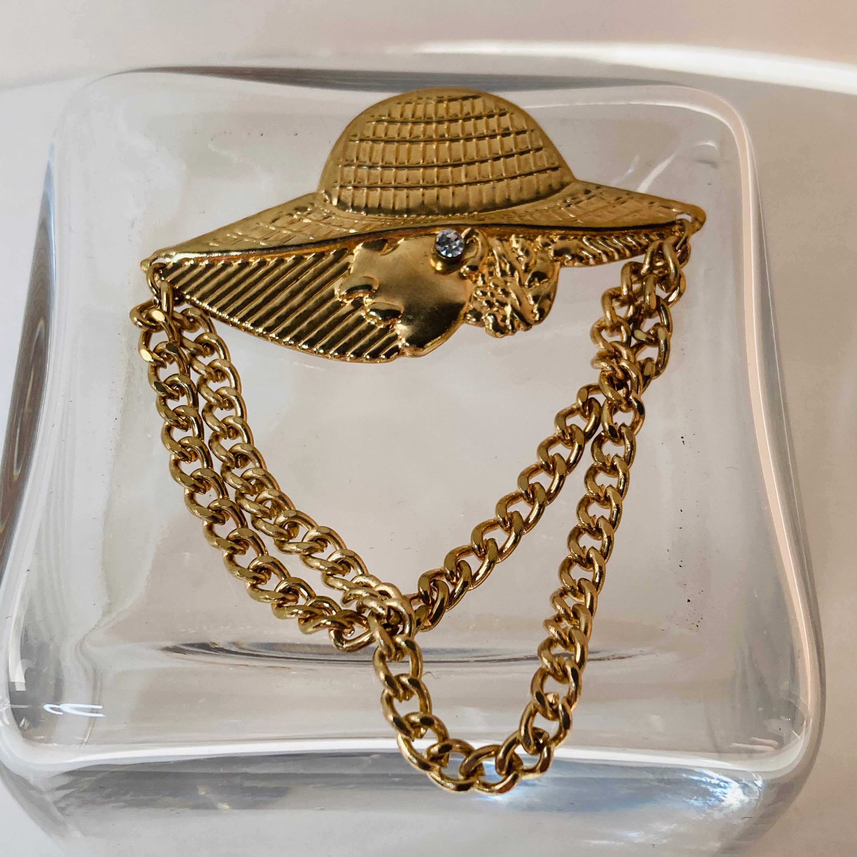 Golden Eyeglass Holder Pin Vintage Lady Eyeglass Holder Pin Etsy