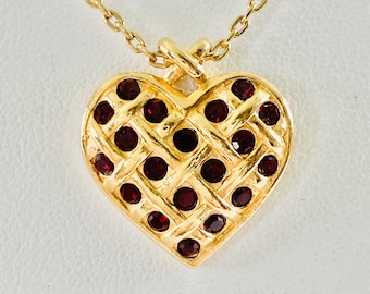 AVON Heart Birthstone Necklace - January Garnet Pendant