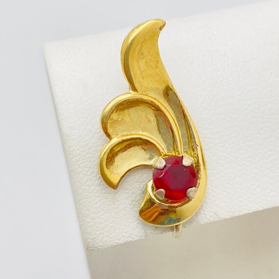 Sterling Silver and Ruby Art Nouveau Style Earrin… - image 4