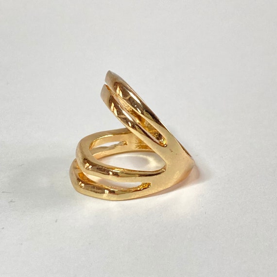 Size 6.5 Gold Tone Split Statement Ring - image 1