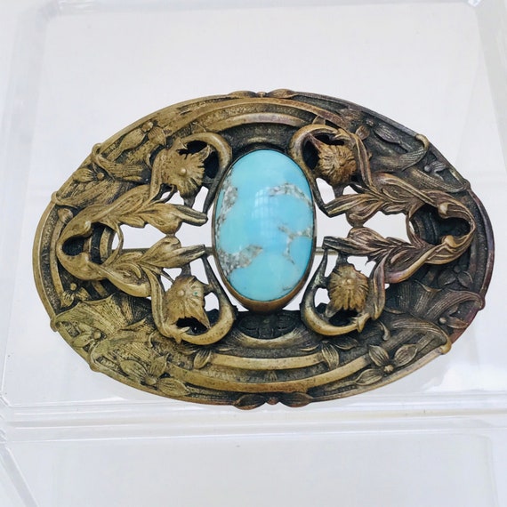 Victorian Sash Pin - Bronze Sash Pin - Turquoise S