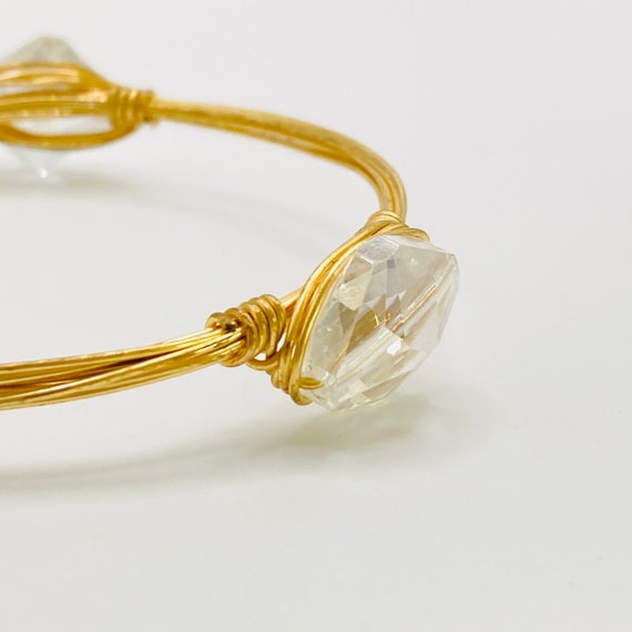 Crystal Bangle Bracelet - wire wrapped crystal br… - image 7