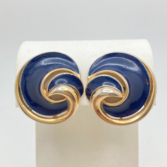 1960s CROWN TRIFARI Navy Earrings - image 1