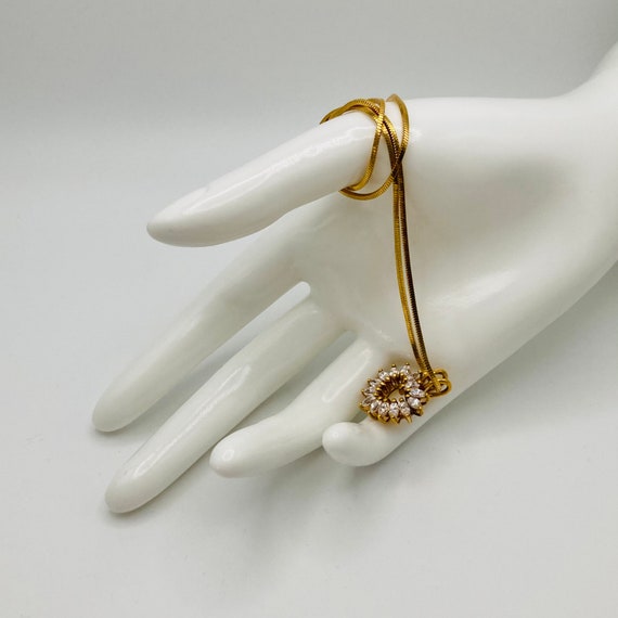 Clear Crystal Heart Pendant - Crystal Heart Necklace - gold tone heart pendant View 6