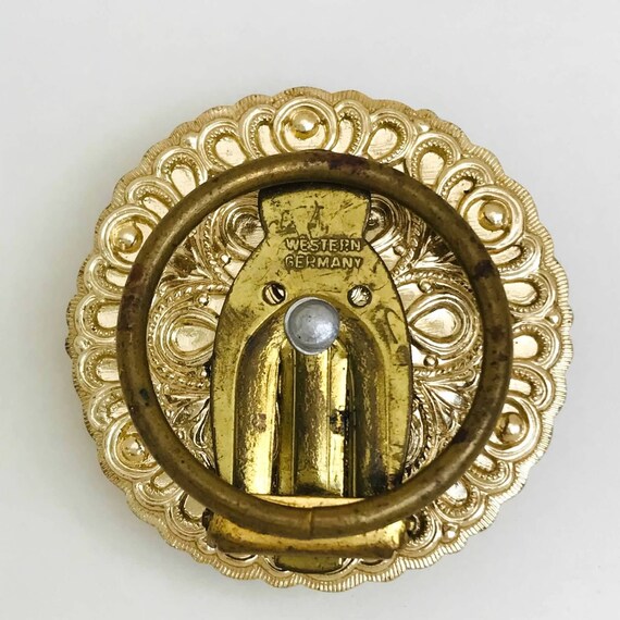 Western Germany Filigree Scarf Clip Flower motif sc… Gem