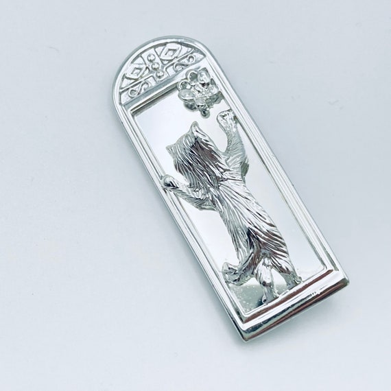 AJC Cat Brooch - Silver Tone Cat Pin - Mirror pin… - image 1